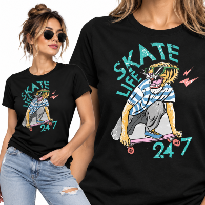 DAMSKA ŚMIESZNA KOSZULKA  SKATE LIFE